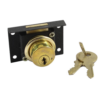 Harfington Drawer Cupboard Metal Deadbolt Cylinder Locking Lock Black Gold Tone