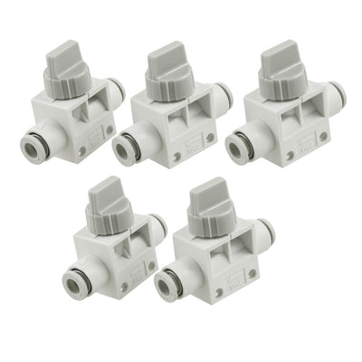 Harfington 5pcs 6mm to 6mm Dia Push in Fitting Pneumatic Connector Hand Valves