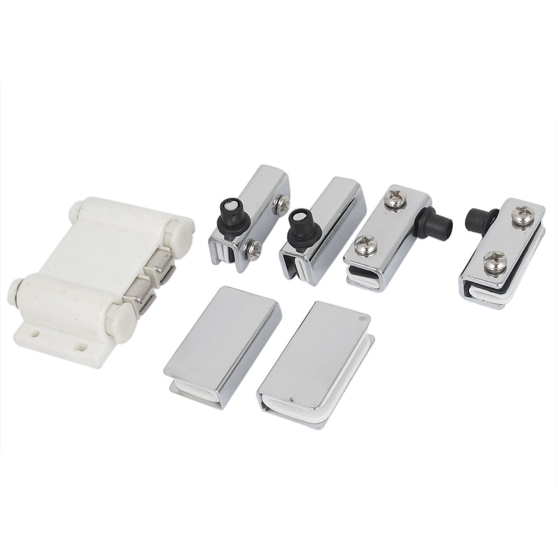 Harfington Glass Cabinet Door White Double Head Magnetic Catch Stopper w Clamp