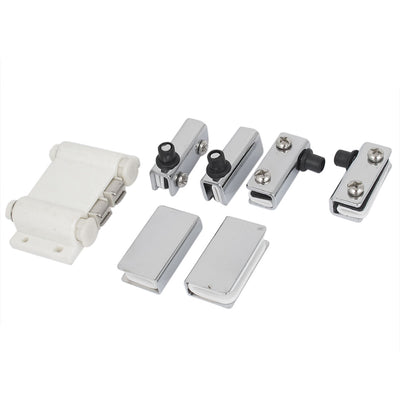 Harfington Glass Cabinet Door White Double Head Magnetic Catch Stopper w Clamp
