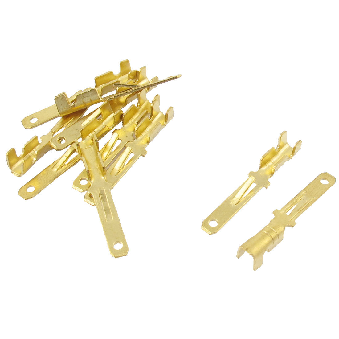 Harfington 10pcs Gold Tone Male Spade Crimp Terminals 2.8mm Wiring Connectors