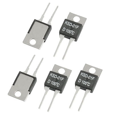 Harfington 5pcs 100C NC Temperature Controller Thermostat KSD-01F 250VAC/ 24VDC 1.5A