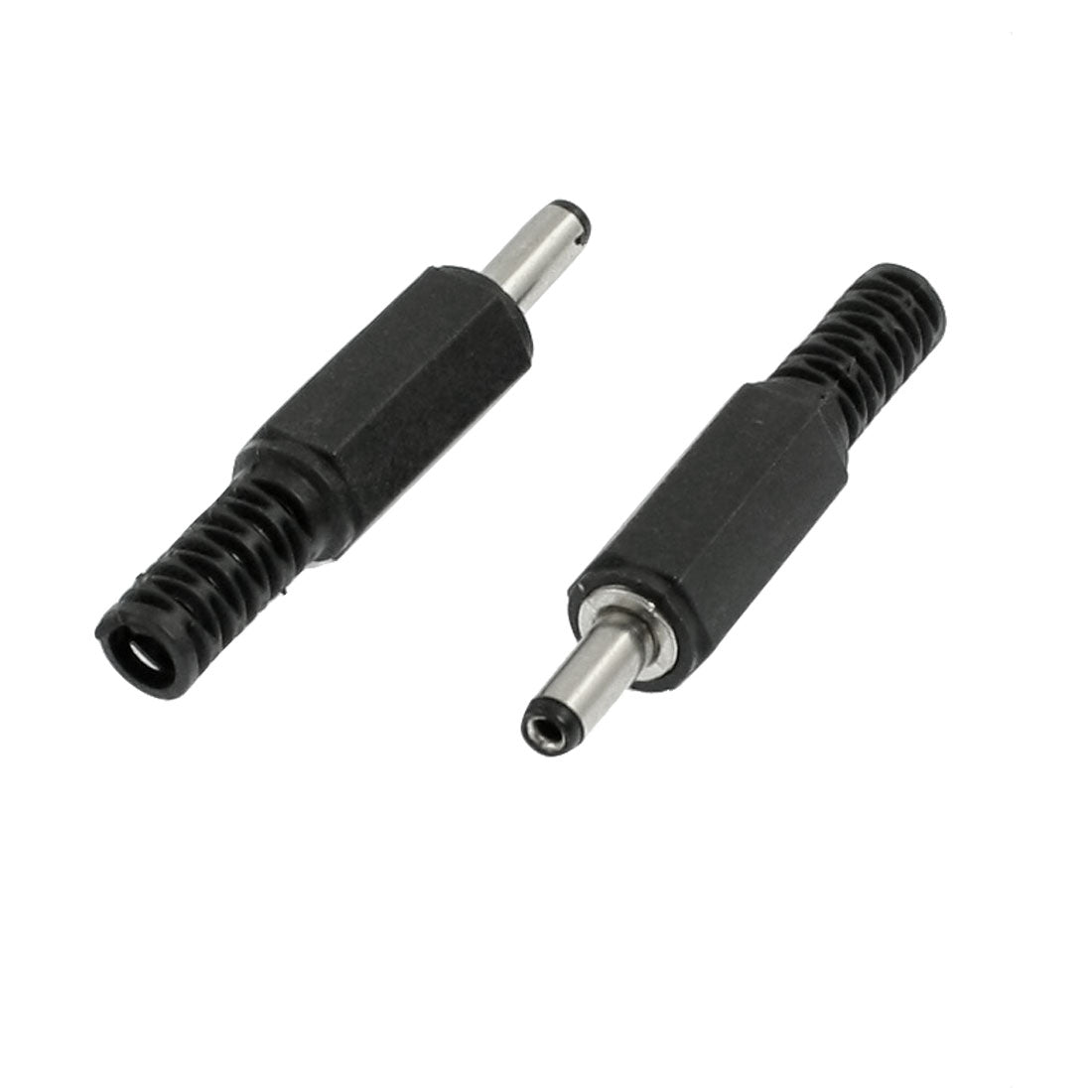 Harfington 2pcs Black Silver Tone 1.35mm×3.5mm DC Power Male Connector Jack Adapter