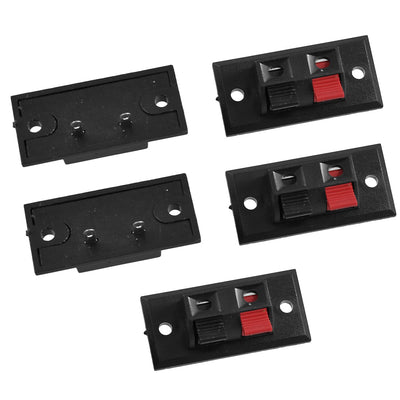 Harfington 5pcs Red Black Single Row 2 Way Push Type Speaker Terminal