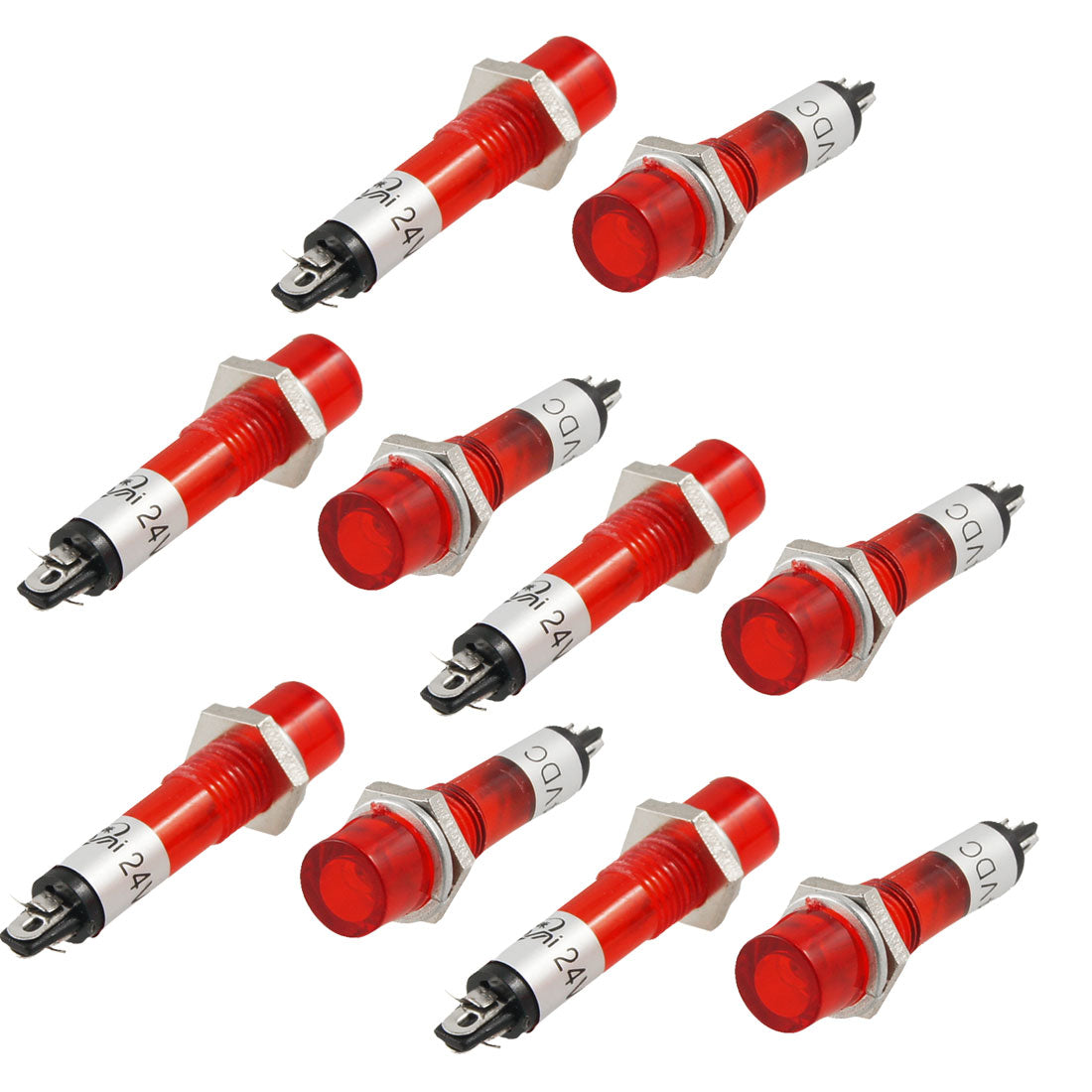 Harfington 10pcs Plastic Case Red Lamp Signal Indicator Pilot Lights DC 24V