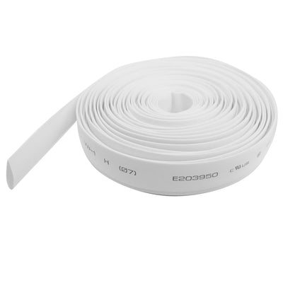 Harfington Ratio 2:1 7mm Dia White Polyolefin Heat Shrinkable Tube 8M 26.2Ft