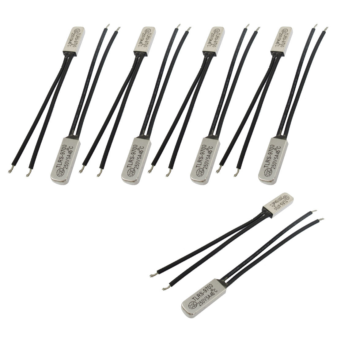Harfington 10 Pcs Bimetal Temperature Control Switch Thermostat 45C N.O TLRS9700 Black Cable Leads