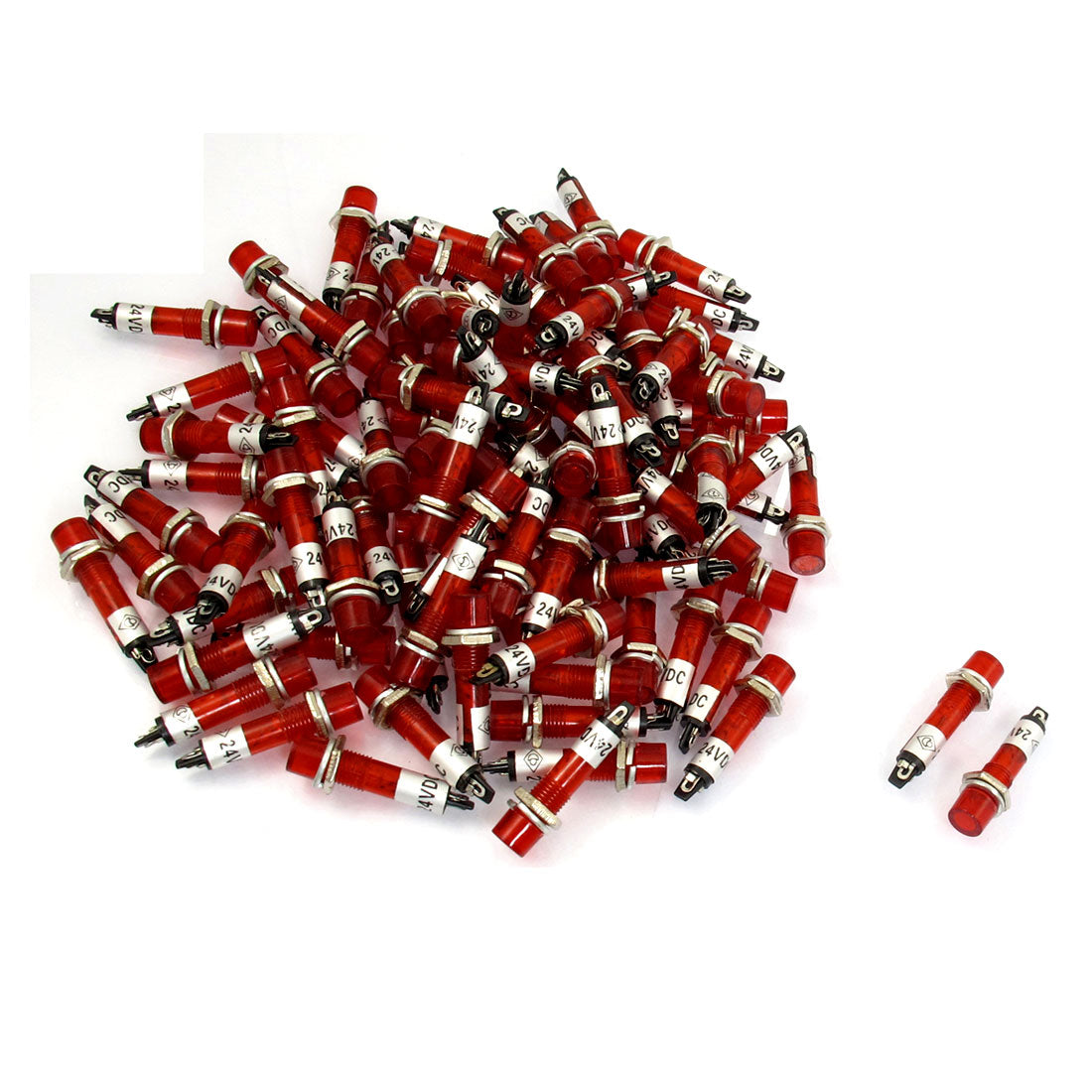 Harfington 100×DC 24V 7mm Holing Red Bulb Power Signal Indicator Light Pilot Lamp XD7-1