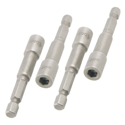 Harfington 4pcs 65mm Long Magnetic 5.5mm Hex Socket Nut Setters Driver