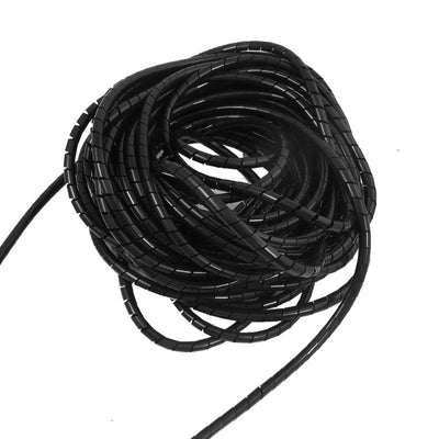 uxcell Uxcell 6mm Outside Dia 6.4M PE Polyethylene Spiral Cable Wire Wrap Tube Black