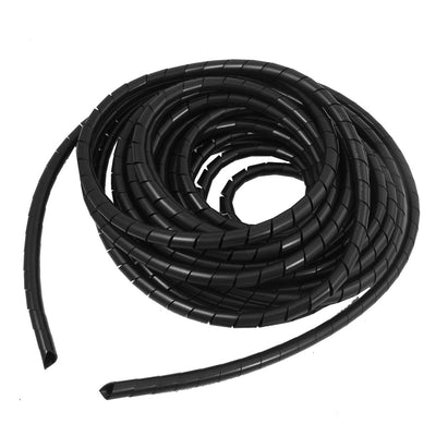 Harfington 8mm Outside Dia 4.8M PE Polyethylene Spiral Cable Wire Wrap Tube Black