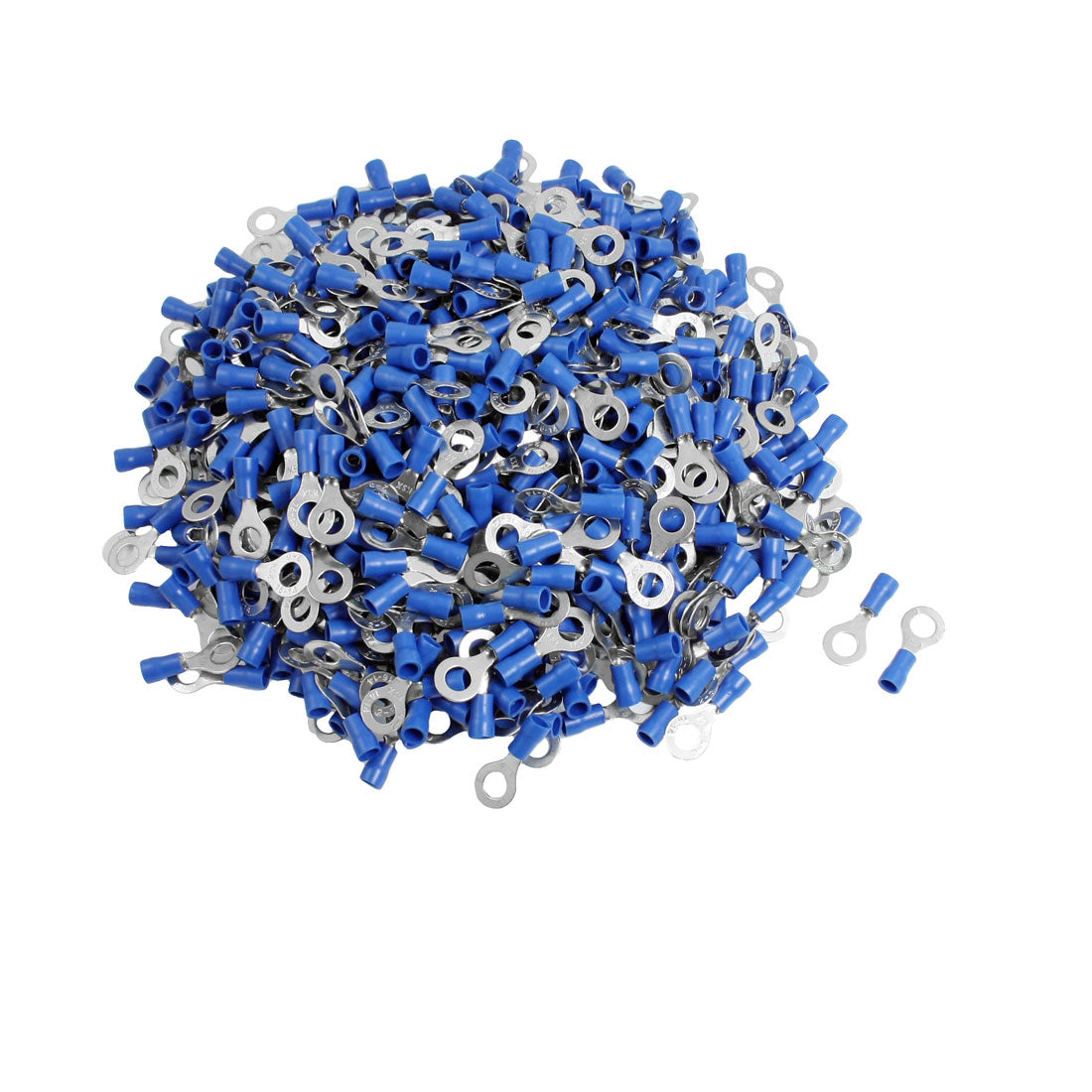 Harfington 1000pcs RV2-5S AWG 16-14 Blue PVC Sleeve Pre Insulated Ring Terminals Connector