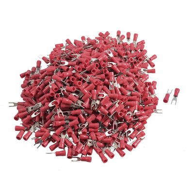 Harfington 1000pcs SV1.25-3.7S AWG 22-16 Red Pre Insulated Fork Terminals Connector
