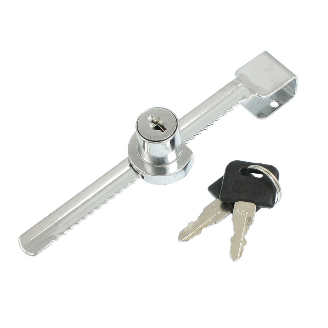 Harfington Silver Tone Serrated Type Sliding Glass Showcase Window Lock + Keys