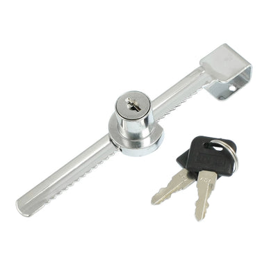 Harfington Silver Tone Serrated Type Sliding Glass Showcase Window Lock + Keys
