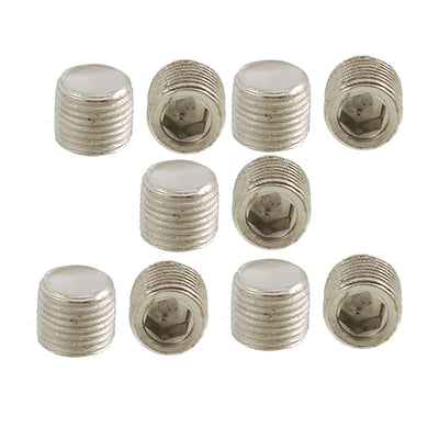 Harfington 10pcs Air Pipe Fittings 1/8" PT Thread Hex Socket Metal Connector Caps