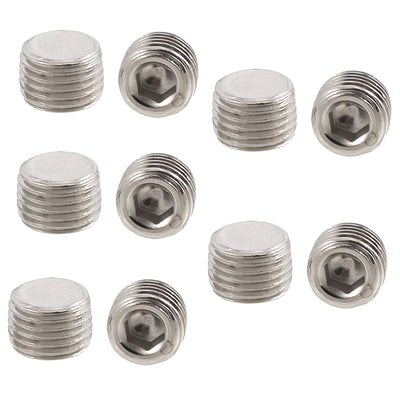 Harfington 10Pcs Air Pneumatic 1/4" PT Male Thread Internal Hex Head Pipe Connector