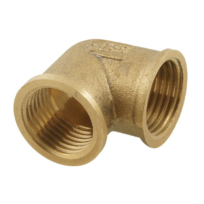 Harfington G1/2 Female Threaded 90 Degree Elbow Fitting Union Adapter Brass Tone