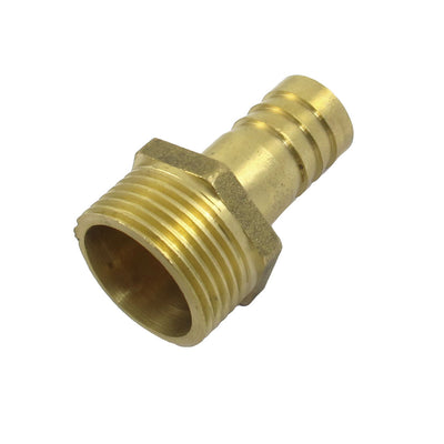 Harfington Gold Tone Brass 19mm Hose Barb Dia G1 Male Thread Coupling Fitting