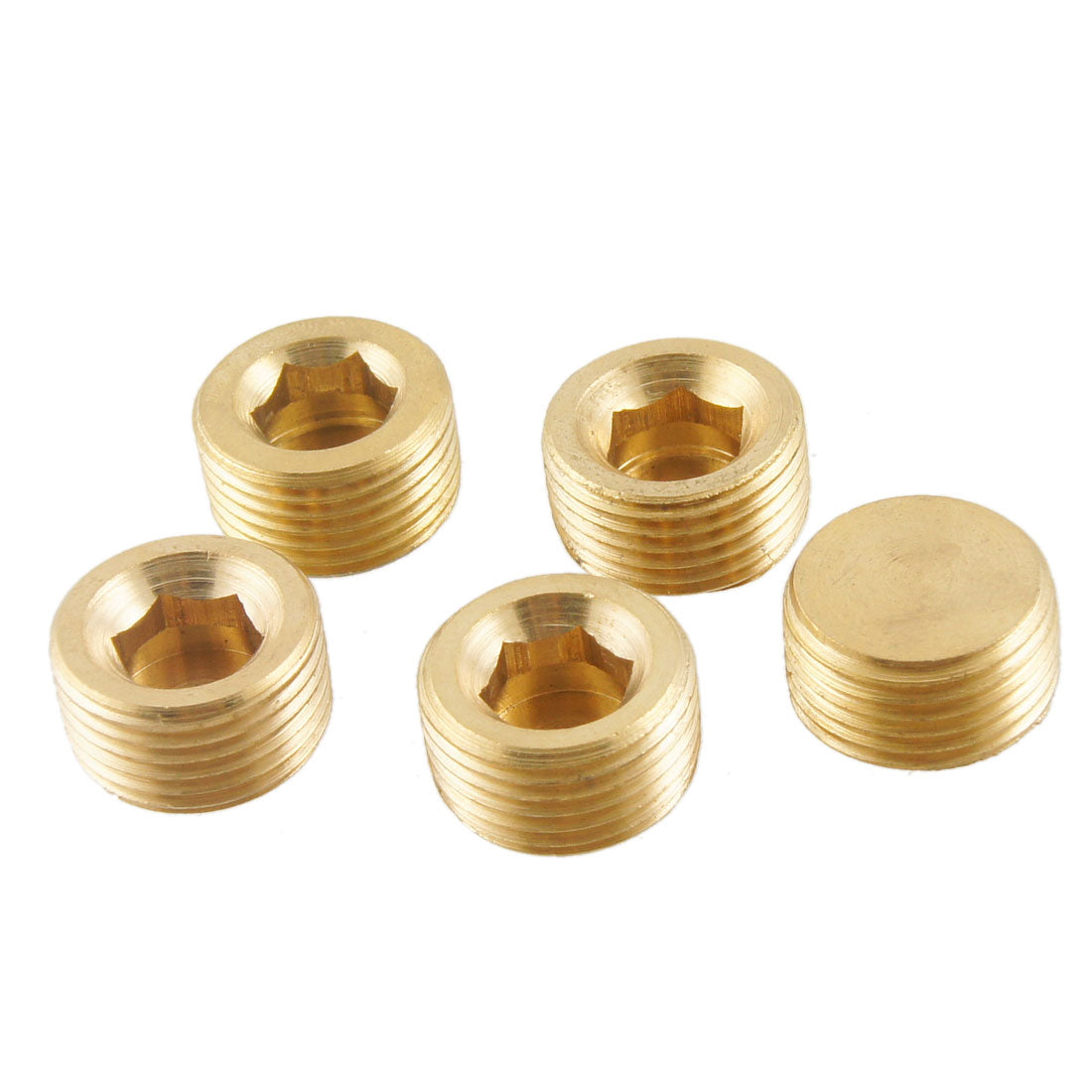 Harfington 5pcs Brass Internal Hex Head Socket 3/8PT Thread Pipe Connector Fitting