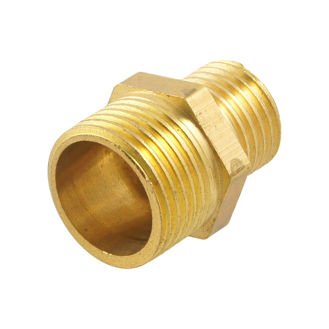 Harfington Gold Tone Brass 3/8" PT to 1/4" PT Male Hex Nipple Reducing Connector Fitting