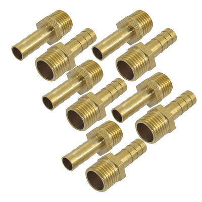 Harfington 10pcs Gold Tone Brass 8mm Fuel Gas Hose Barb 1/4BSP Male Thread Coupling Fitting
