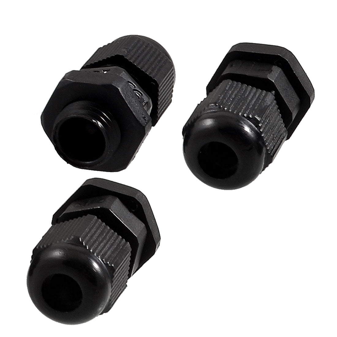 Harfington 3pcs PG7 Black Plastic Wire Connector Gland 3-6.5mm Cables