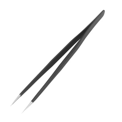 Harfington 14cm Solver Tone Black Metal Hand Tool Pincers Straight ESD Tweezers