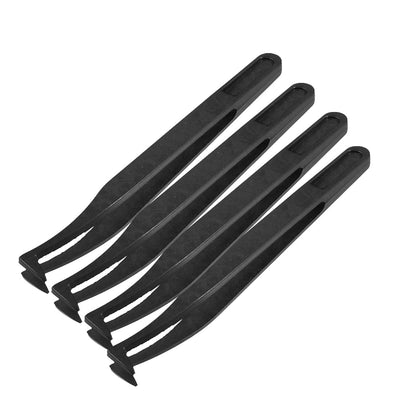 Harfington Repairing Tool Curved Tip Black Plastic Anti-static Tweezers 4pcs