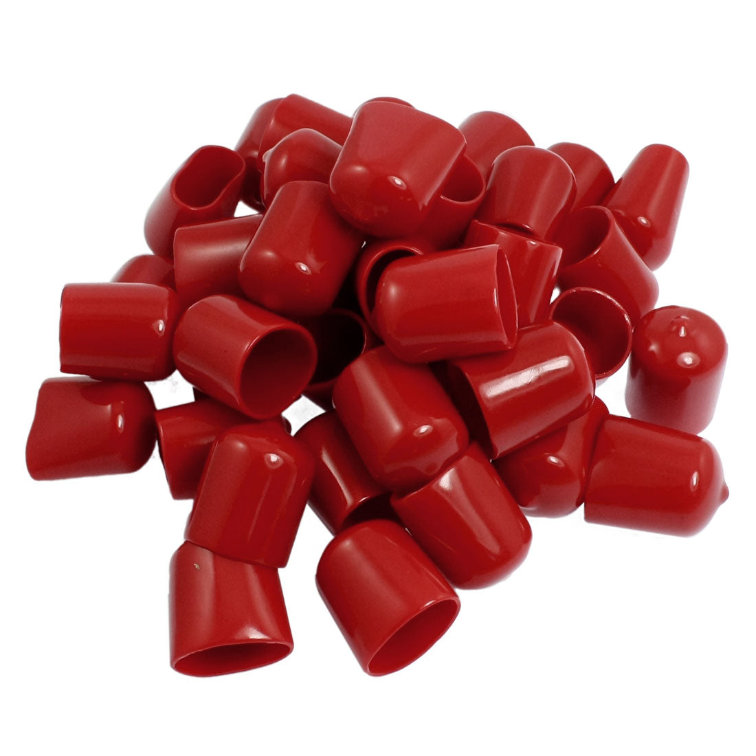 Harfington 40 Pcs 30mm Height 20mm Inner Dia Round Tip Red PVC Insulated End Caps