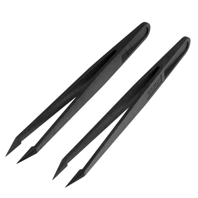 Harfington 2×Jewelry Repair Tools Antistatic Wooden Tweezers Black