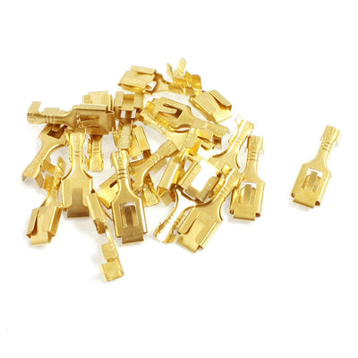Harfington 20pcs 6.3mm Brass Crimp Terminal Cable Female Spade Connector