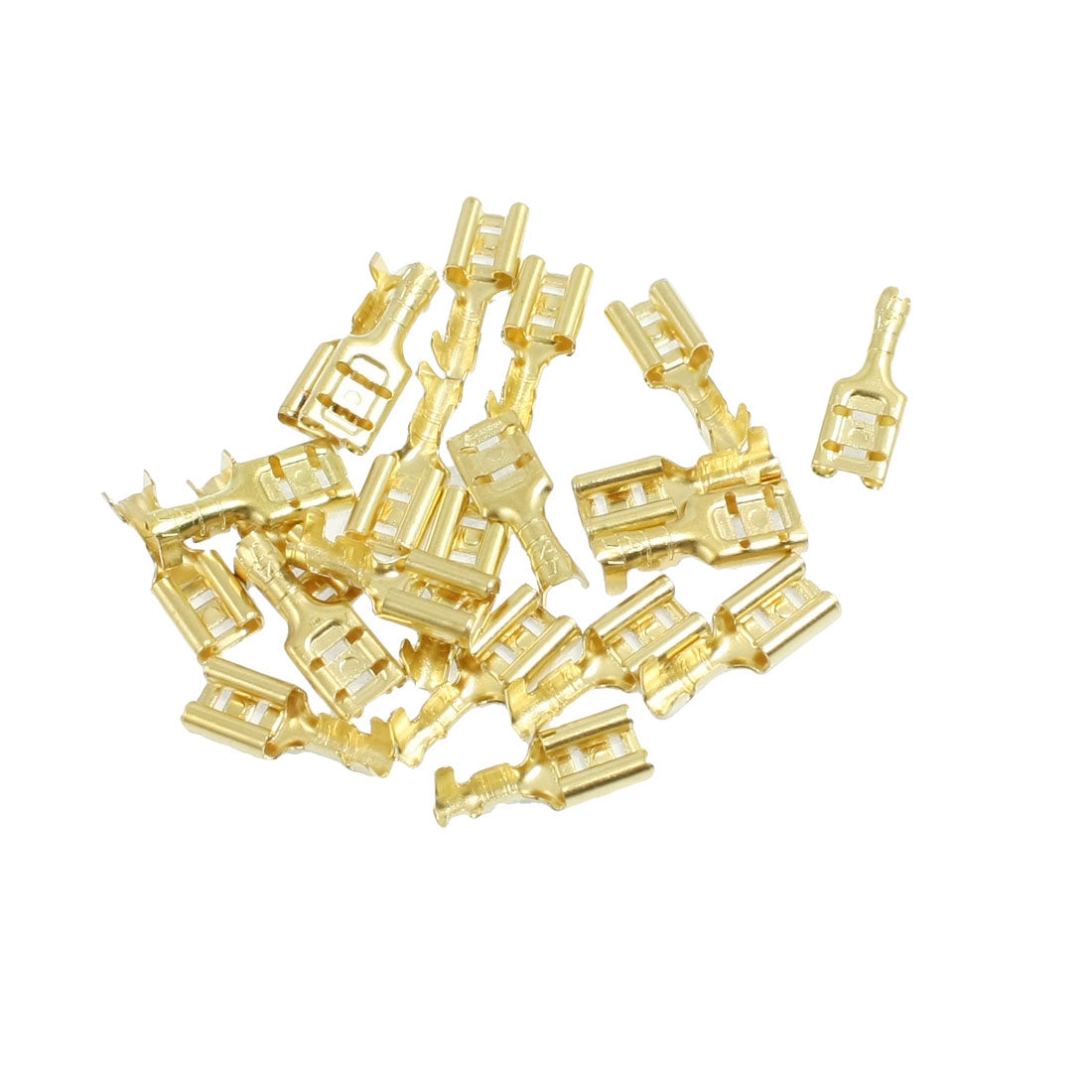 Harfington 20pcs Gold Tone Brass Crimp Terminal 6.7mm Female Spade Connectors