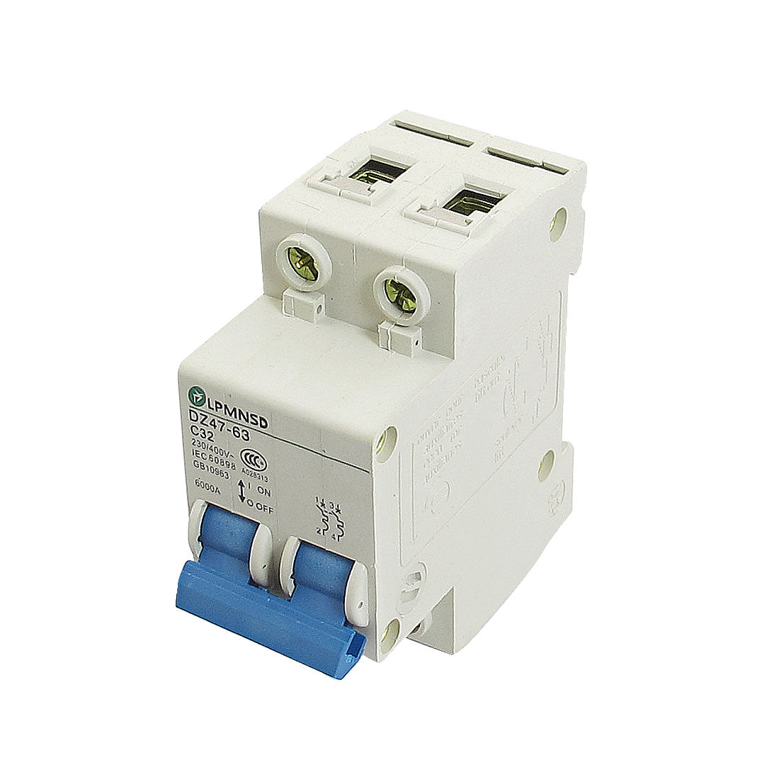 Harfington DZ47-63 C32 32A 230/400VAC 6000A Breaking Capacity 2 Poles Circuit Breaker