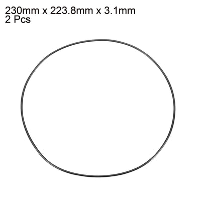 Harfington 230mm×3.1mm Black Rubber Flexible O Ring Seal Gasket 2pcs