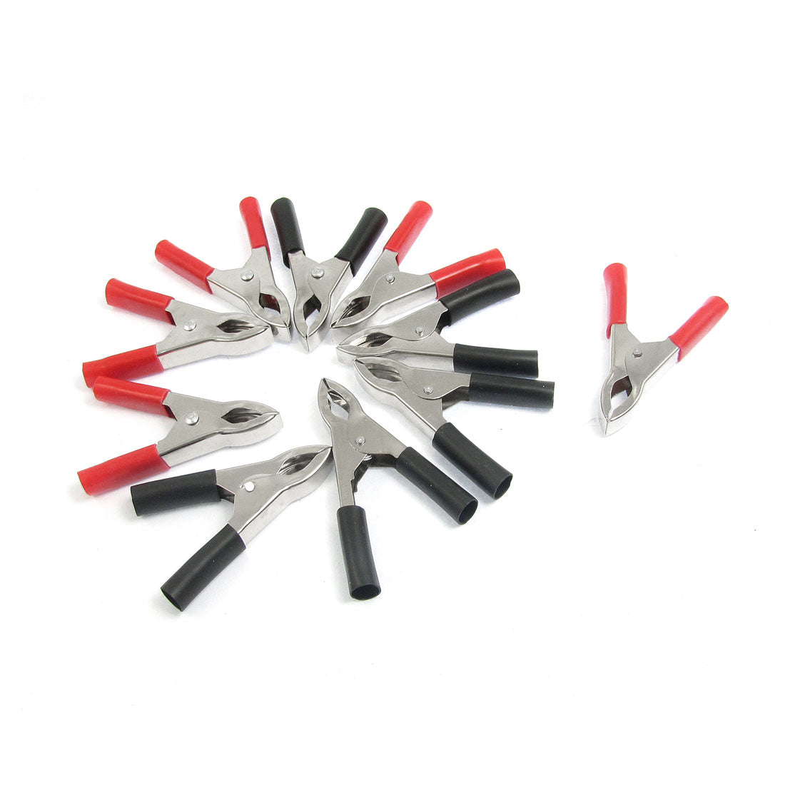 Harfington 5 Pair 48mm Insulated Battery Clips Alligator Test Clamps 15A Silver Tone Clip Red Black