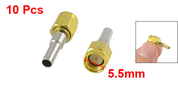 uxcell Uxcell 10 Pcs Gold Tone Half Plated SMA Male RG316 RG174 Crimp RF Coaxial Connector