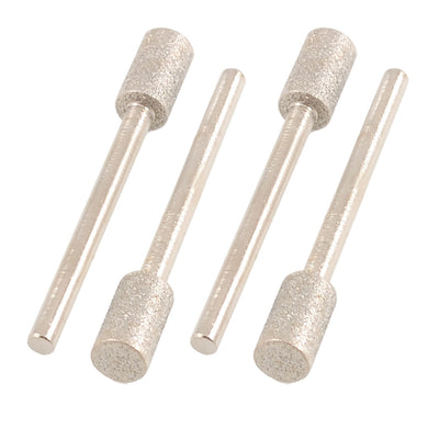 Harfington 3x6mm Cylinder Head Diamond Mounted Points Grinding Bits 45mm Long