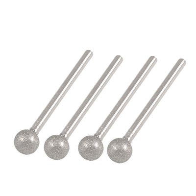 Harfington 4pcs 3mm×8mm Dia Spherical Head Diamond Bit Mounted Point
