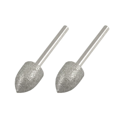 Harfington 2pcs 10mm Tapered Nose 3mm Shank Diamond Mounted Point Grinding Bits