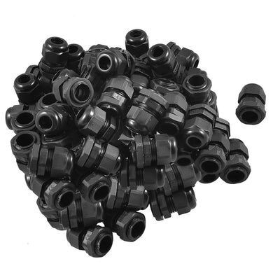 Harfington 50×Black Plastic Waterproof Connector PG11 5-10mm Diameter Cable Gland