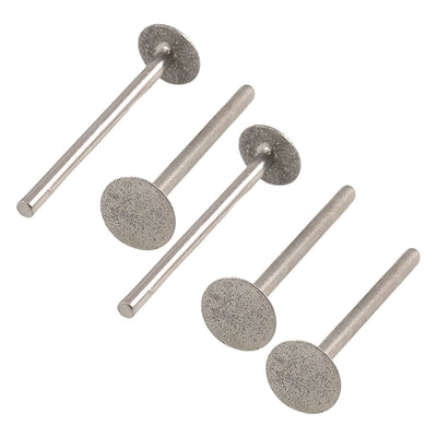 Harfington 5pcs Round Flat Tip Diamond Mounted Point Buffing Bit 3mm×12mm