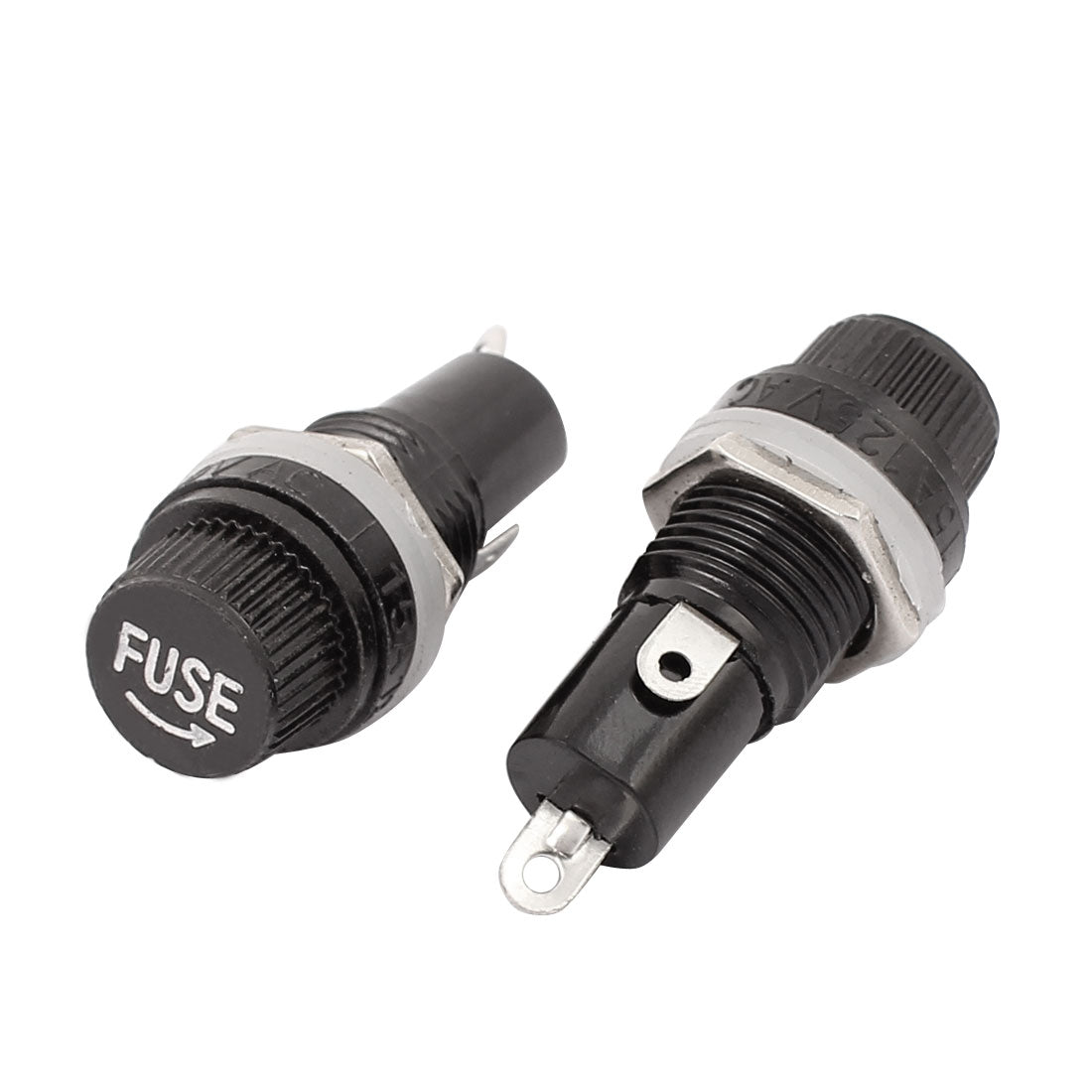 Harfington AC 125V/15A 250V/10A Screw Cap Panel Mounted 5×20mm Fuse Holder Black 5pcs