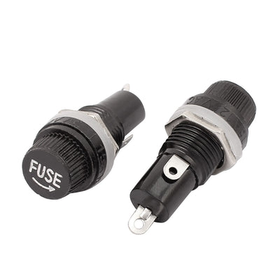 Harfington AC 125V/15A 250V/10A Screw Cap Panel Mounted 5×20mm Fuse Holder Black 5pcs