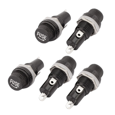 Harfington AC 125V/15A 250V/10A Screw Cap Panel Mounted 5×20mm Fuse Holder Black 5pcs