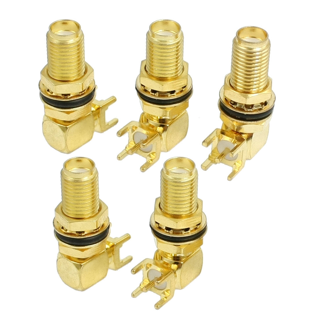 uxcell Uxcell 5 Pcs 6mm SMA Female Gold Plated Jack Panel Mount PCB Solder Connectors Adapter