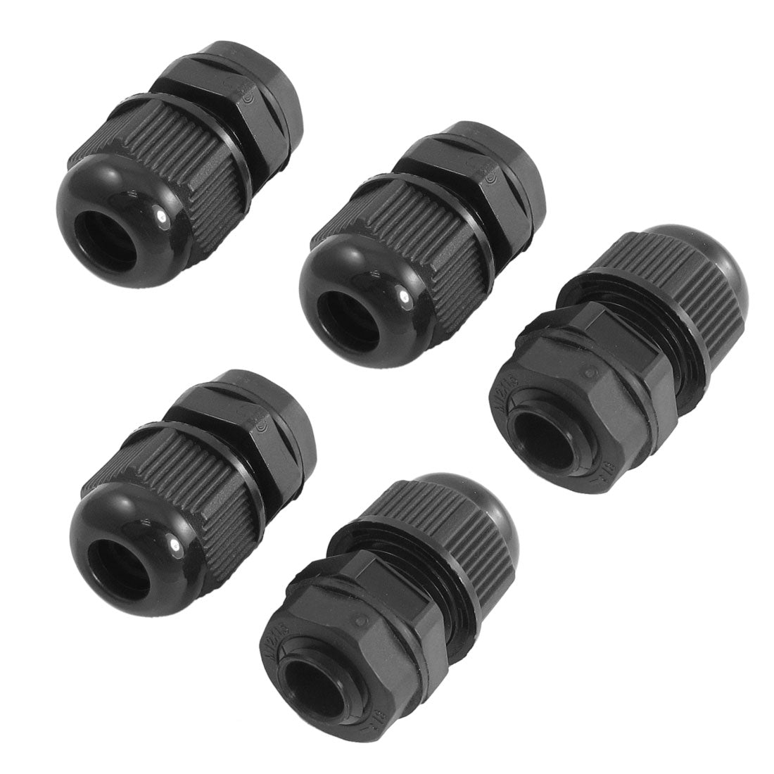 Harfington 5pcs Black Plastic Waterproof M12×1.5 3.0-6.5mm Diameter Cable Gland