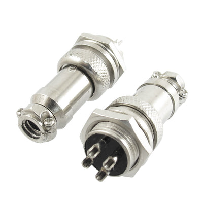 Harfington AC 200V 5A 16mm Thread Dia 4-Pole 4 Pole Screw Aviation Connector 2Pcs