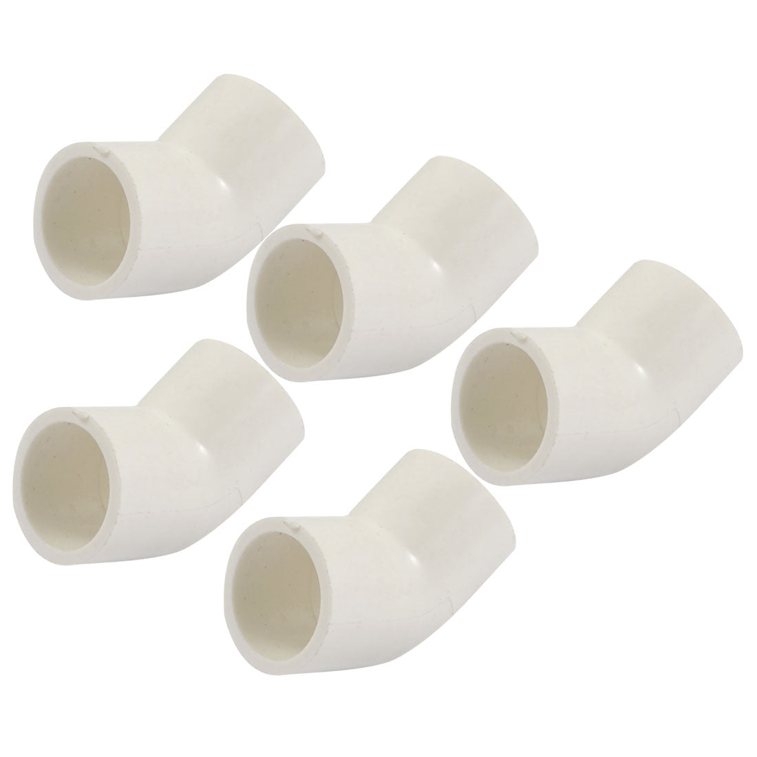Harfington 5pcs 20mm Dia 45 Angle Degree Elbow PVC Pipe Fittings Adapter Connector White