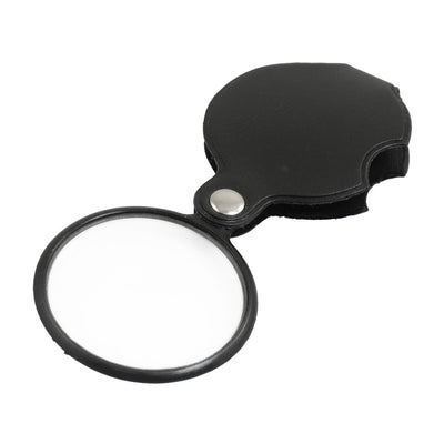 Harfington Portable 50mm Diameter 5X Round Magnifying Glass w Black Cover